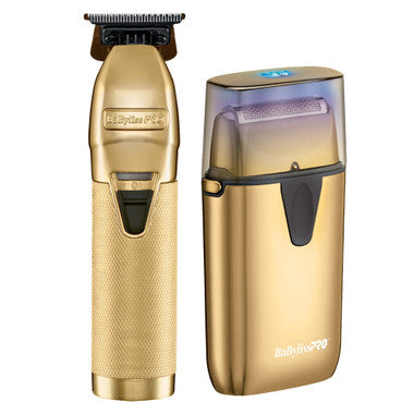 BaByliss PRO Limited Edition Gold FX Trimmer & UV Single-Foil Shaver Set (FXLFHOLPKG)