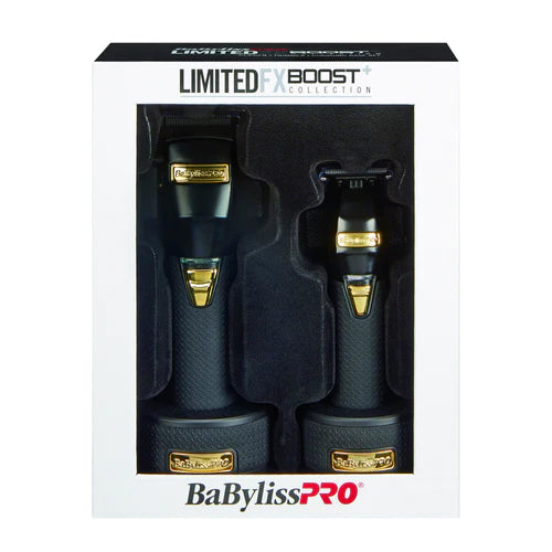 BaBylissPRO BlackFX Boost+ Limited Edition Clipper & Trimmer Set w/ Charging Base FXHOLPKCTB-B