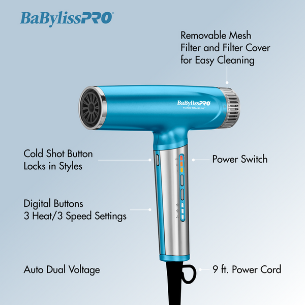 Nano Titanium Light Ionic Dual Voltage Blower Blue #BNTC9200