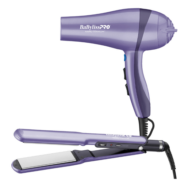 BaBylissPRO Nano Titanium Hair Dryer & 1.5 Lavander Ultra Thin Flat Iron # BNTLVPP72PR