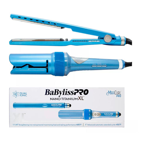 BaBylissPRO Nano Titanium Straightening Iron 1 1/4 & Miracurl 1" # BNTPP78UX