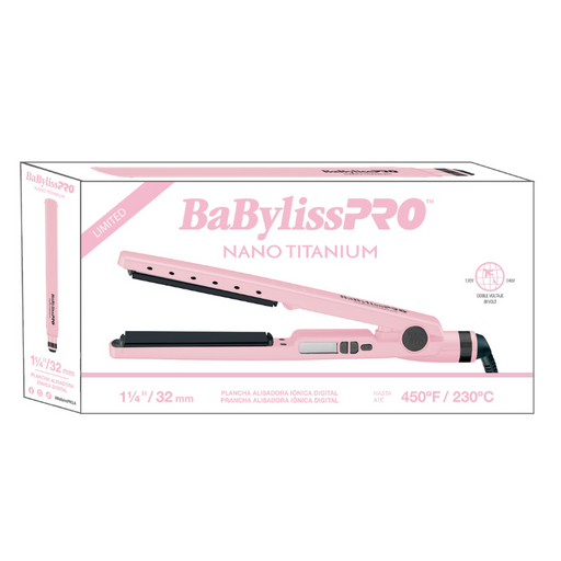 BABYLISS PRO Nano Titanium Pink  Flat Iron 1-1/4" BNTPBK4091TUX