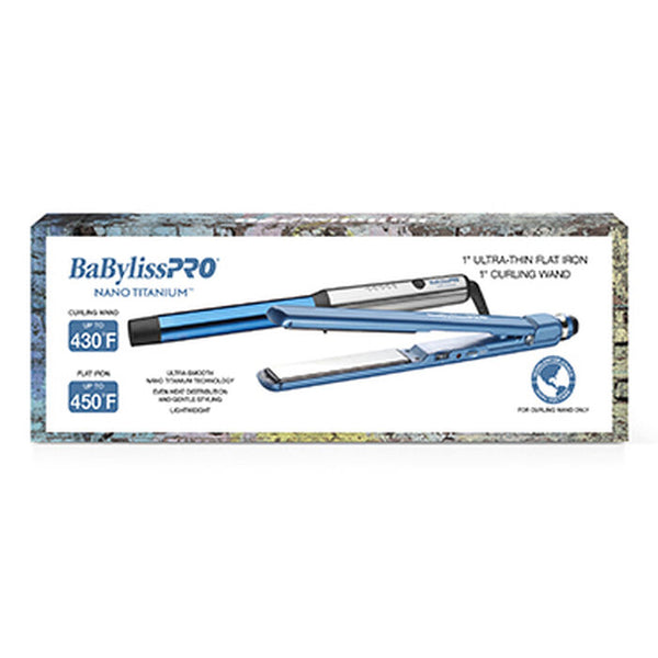 BaBylissPRO Nano Titanium Limited Edition Pack 1" Flat Iron & 1" Curling Wand #BNT21H2UC