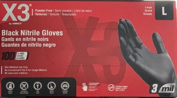 X3 Black Industrial Nitrile Gloves